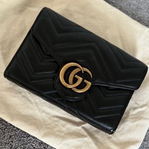 Black Leather GG MARMONT MINI BAG